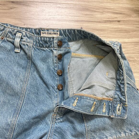 Free People We The Free Popular Demand Patched Jeans Size 30 - Picture 7 of 16